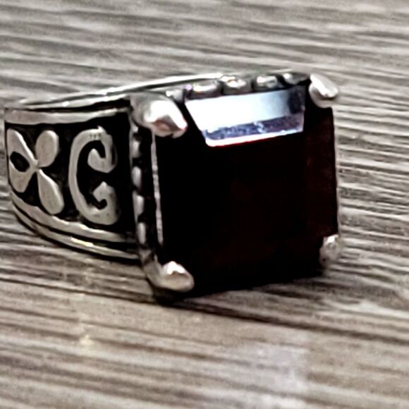 Vintage Ornate Glass Pinky Ring Size 5.5 - Picture 8 of 12